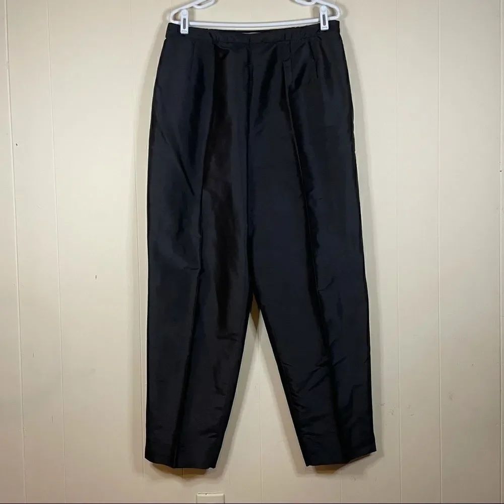 Kate Hill Black Silk  Ankle Pants